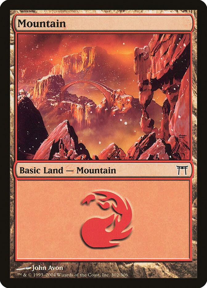 Mountain 302 card from Champions of Kamigawa