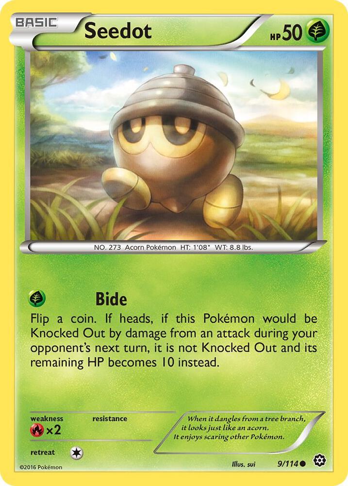 Seedot 9/114 card from XY - Steam Siege