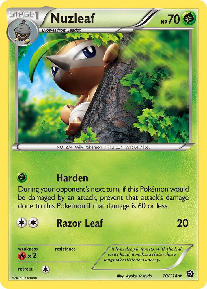 Nuzleaf 10/114 card from XY - Steam Siege
