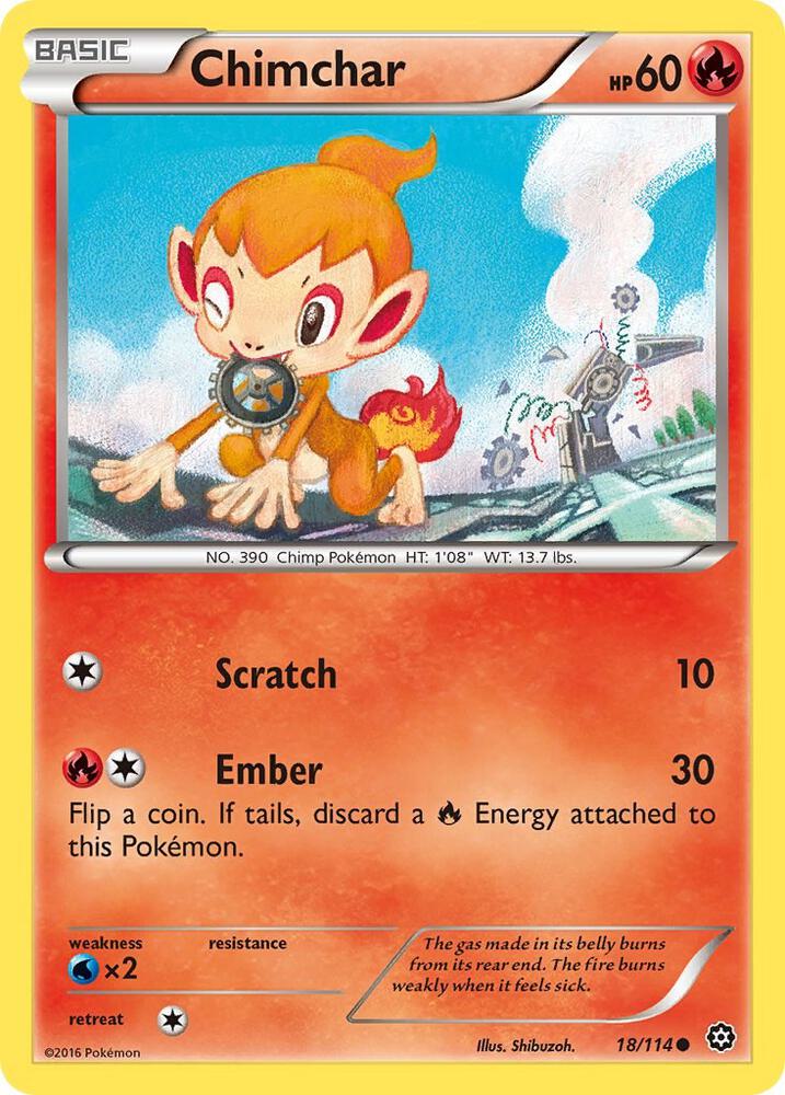 Chimchar 18/114 card from XY - Steam Siege