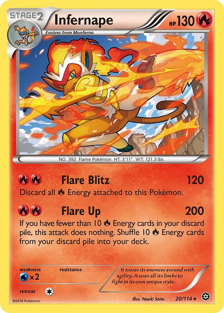 Infernape 20/114 card from XY - Steam Siege
