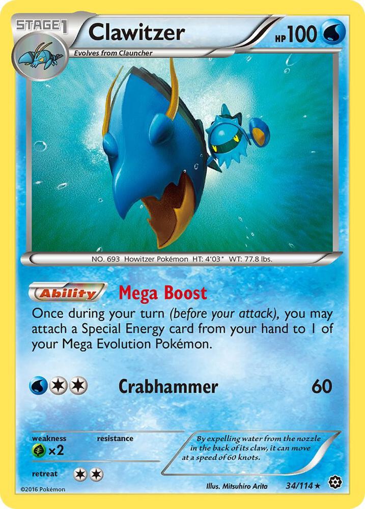 Clawitzer 34/114 card from XY - Steam Siege