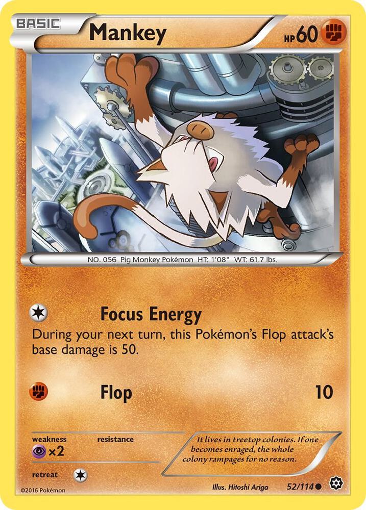 Mankey 52/114 card from XY - Steam Siege