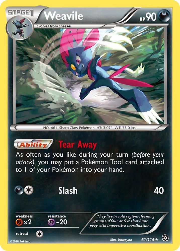 Weavile 61/114 card from XY - Steam Siege