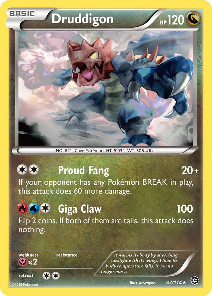 Druddigon 83/114 card from XY - Steam Siege