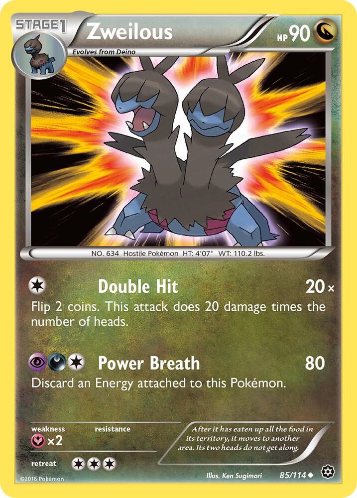 Zweilous 85/114 card from XY - Steam Siege