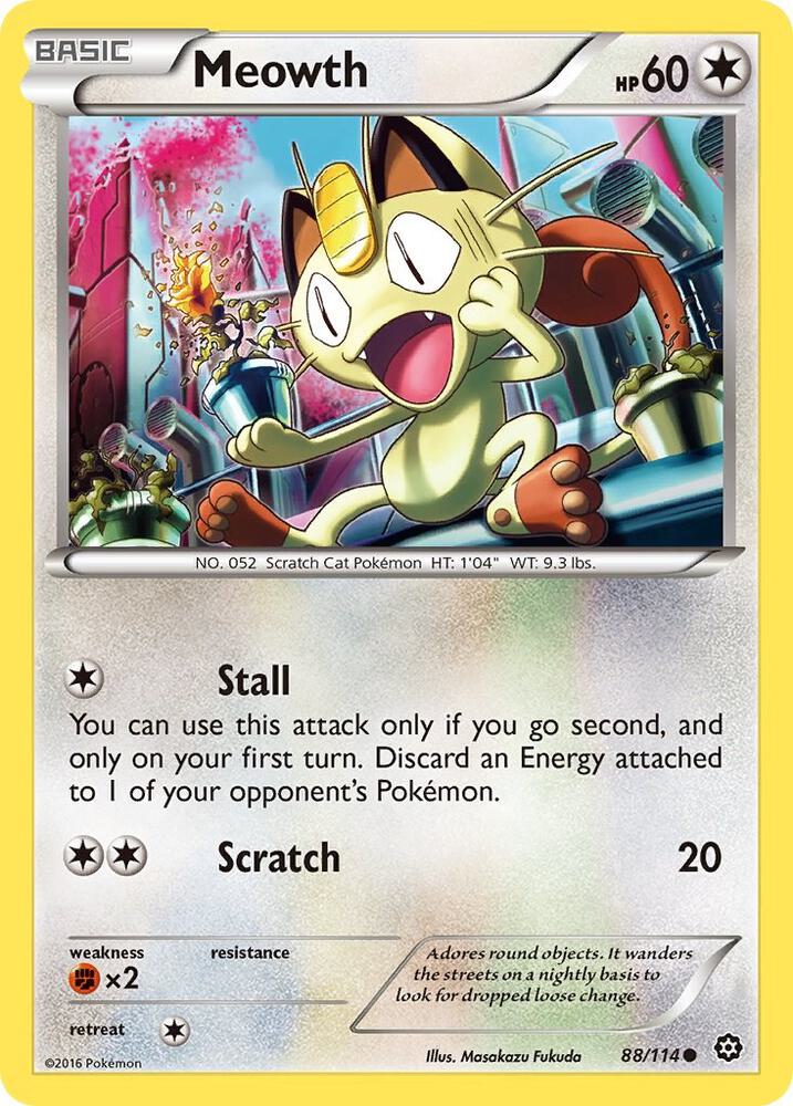 Meowth 88/114 card from XY - Steam Siege