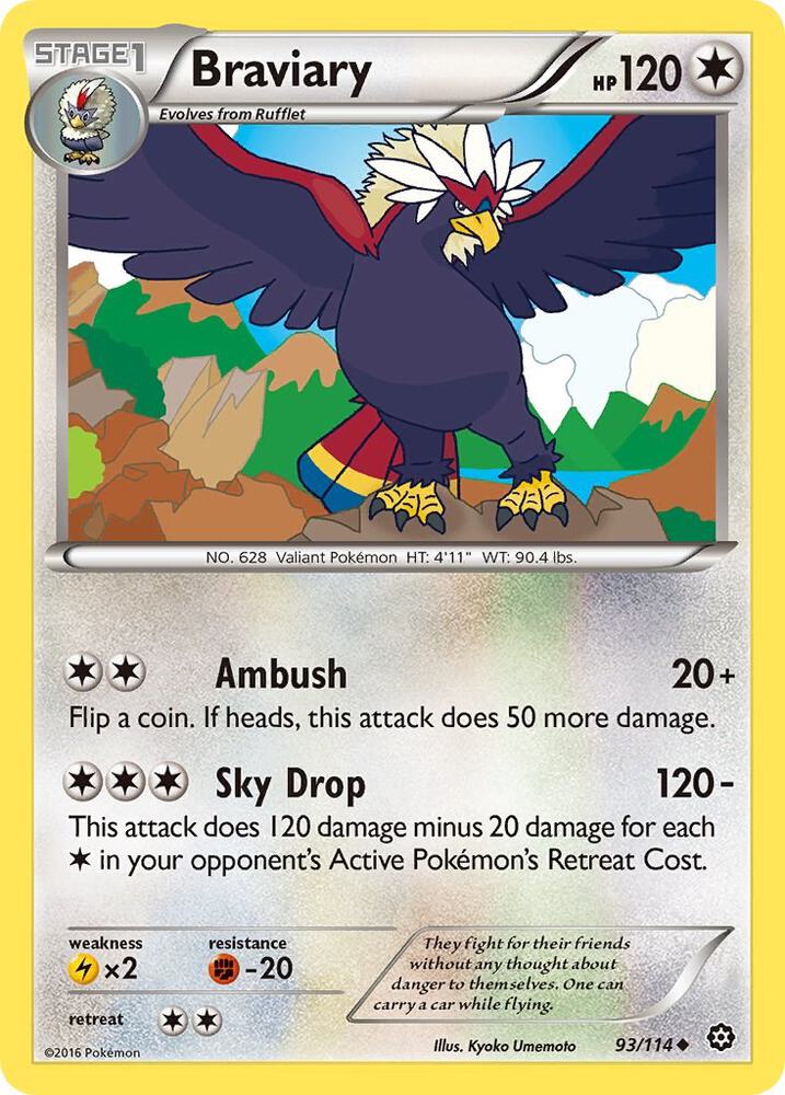 Braviary 93/114 card from XY - Steam Siege
