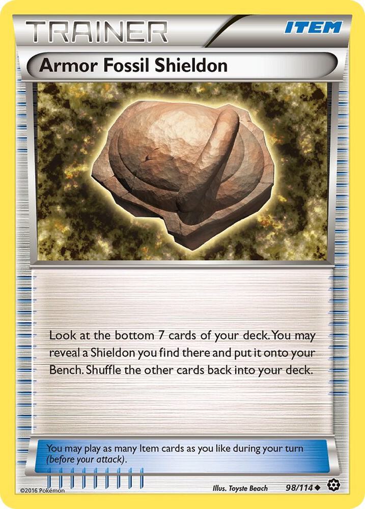 Armor Fossil Shieldon 98/114 card from XY - Steam Siege