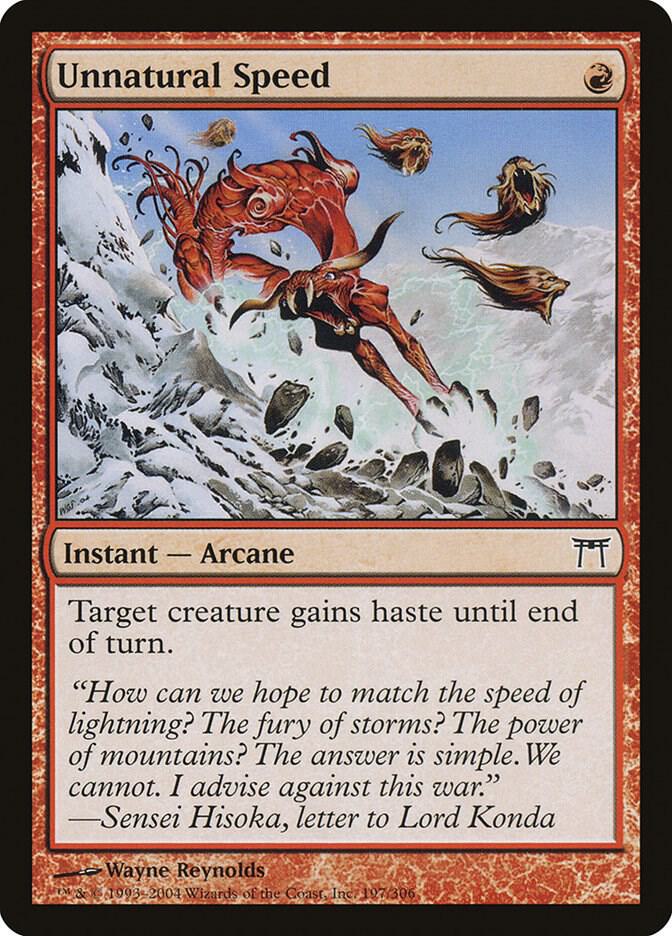 Unnatural Speed 197 card from Champions of Kamigawa