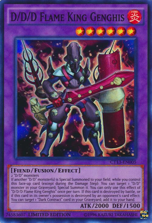 D/D/D Flame King Genghis CT13-EN005 card from 2016 Mega-Tins