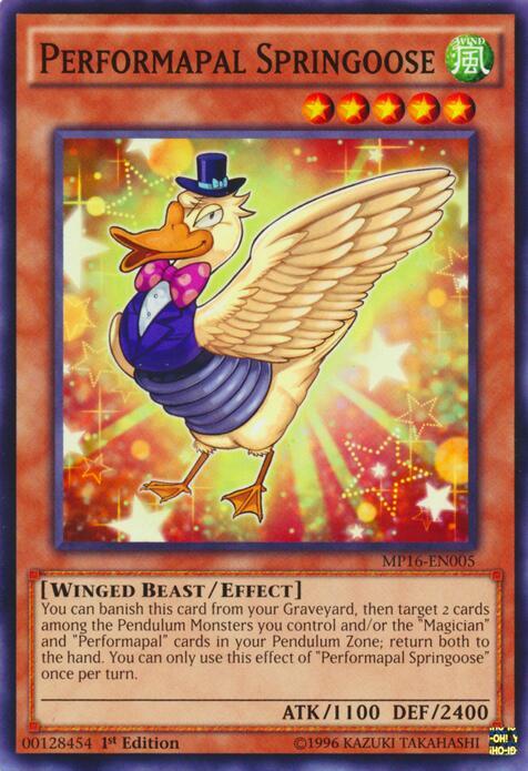Performapal Springoose MP16-EN005 card from 2016 Mega-Tins Mega Pack