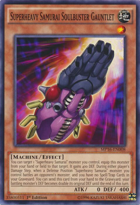 Superheavy Samurai Soulbuster Gauntlet MP16-EN008 card from 2016 Mega-Tins Mega Pack