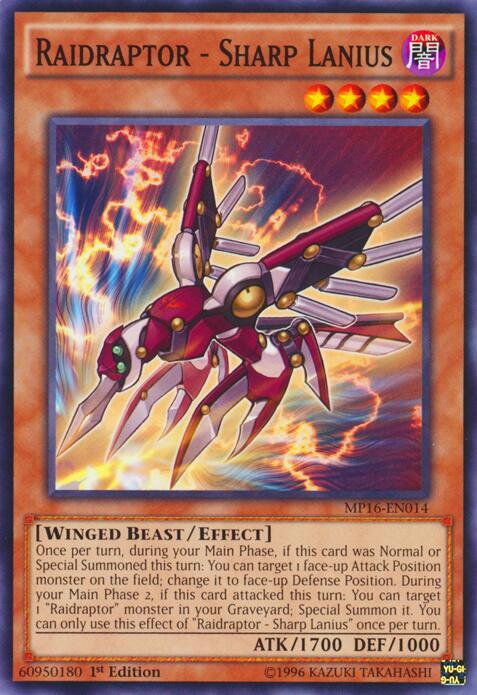 Raidraptor - Sharp Lanius MP16-EN014 card from 2016 Mega-Tins Mega Pack