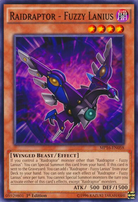 Raidraptor - Fuzzy Lanius MP16-EN058 card from 2016 Mega-Tins Mega Pack