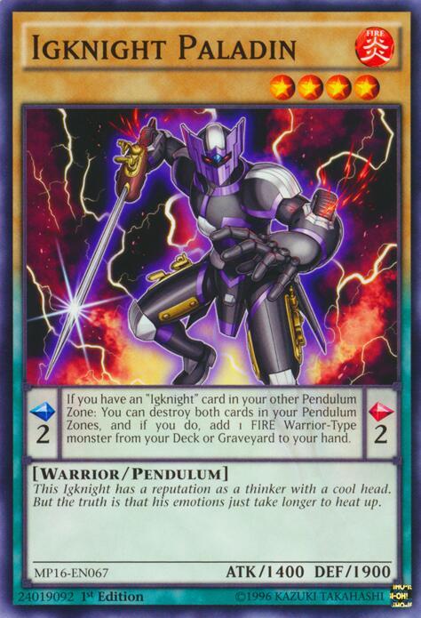 Igknight Paladin MP16-EN067 card from 2016 Mega-Tins Mega Pack