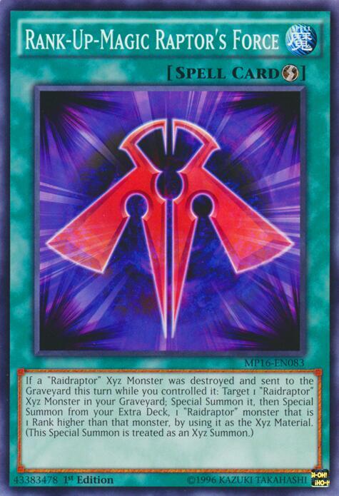 Rank-Up-Magic Raptor's Force MP16-EN083 card from 2016 Mega-Tins Mega Pack