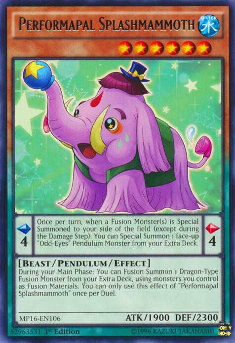 Performapal Splashmammoth MP16-EN106 card from 2016 Mega-Tins Mega Pack