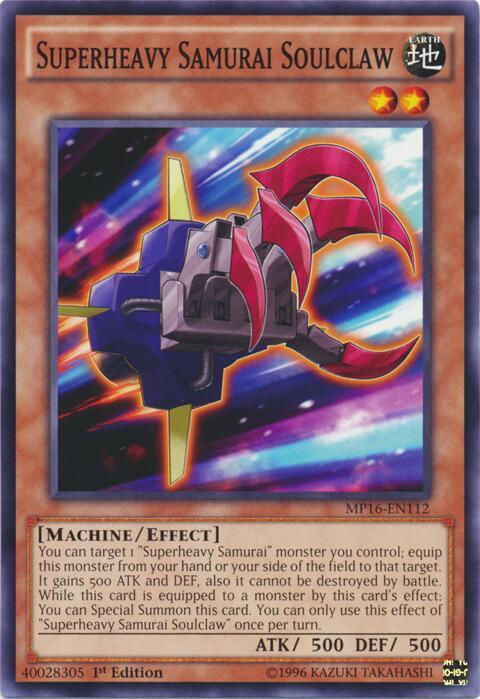 Superheavy Samurai Soulclaw MP16-EN112 card from 2016 Mega-Tins Mega Pack