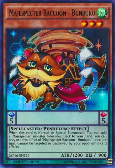 Majespecter Raccoon - Bunbuku MP16-EN126 card from 2016 Mega-Tins Mega Pack
