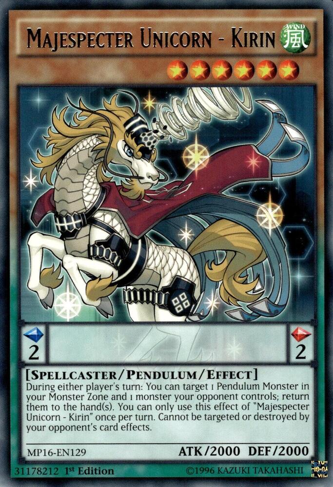 Majespecter Unicorn - Kirin MP16-EN129 card from 2016 Mega-Tins Mega Pack