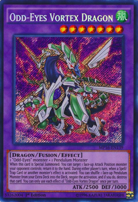 Odd-Eyes Vortex Dragon MP16-EN139 card from 2016 Mega-Tins Mega Pack