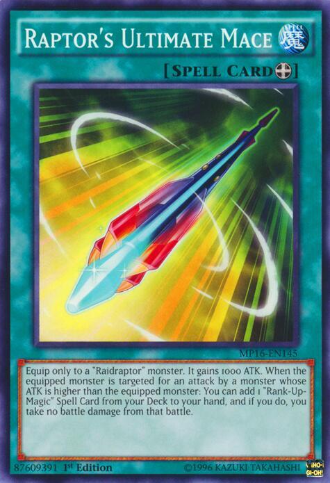 Raptor's Ultimate Mace MP16-EN145 card from 2016 Mega-Tins Mega Pack