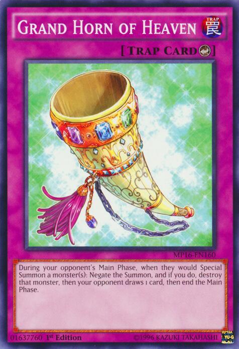 Grand Horn of Heaven MP16-EN160 card from 2016 Mega-Tins Mega Pack