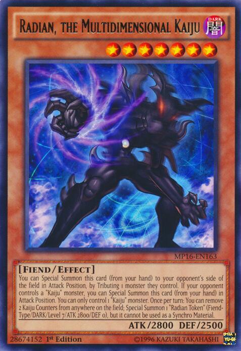 Radian, the Multidimensional Kaiju MP16-EN163 card from 2016 Mega-Tins Mega Pack