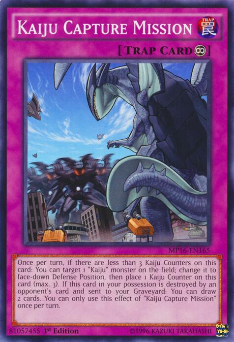 Kaiju Capture Mission MP16-EN165 card from 2016 Mega-Tins Mega Pack