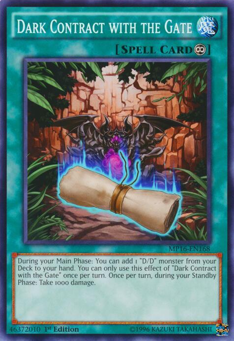 Dark Contract with the Gate MP16-EN168 card from 2016 Mega-Tins Mega Pack