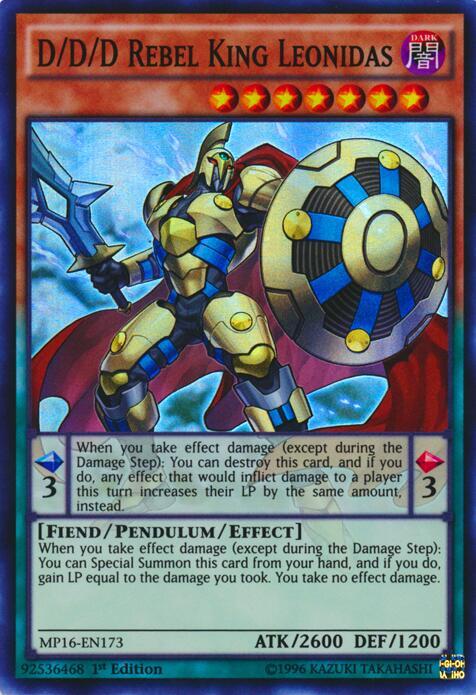 D/D/D Rebel King Leonidas MP16-EN173 card from 2016 Mega-Tins Mega Pack