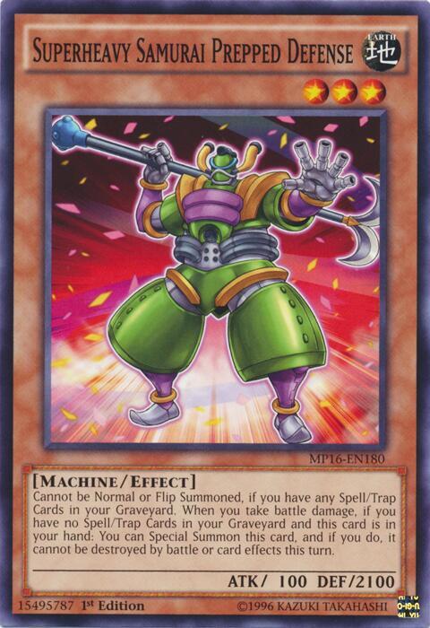 Superheavy Samurai Prepped Defense MP16-EN180 card from 2016 Mega-Tins Mega Pack