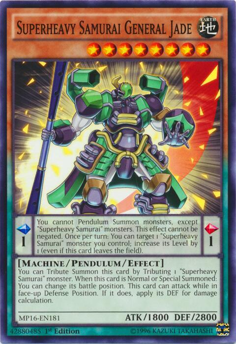 Superheavy Samurai General Jade MP16-EN181 card from 2016 Mega-Tins Mega Pack