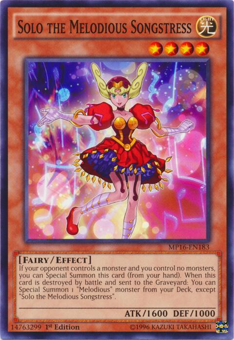 Solo the Melodious Songstress MP16-EN183 card from 2016 Mega-Tins Mega Pack