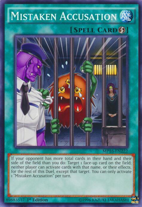 Mistaken Accusation MP16-EN222 card from 2016 Mega-Tins Mega Pack