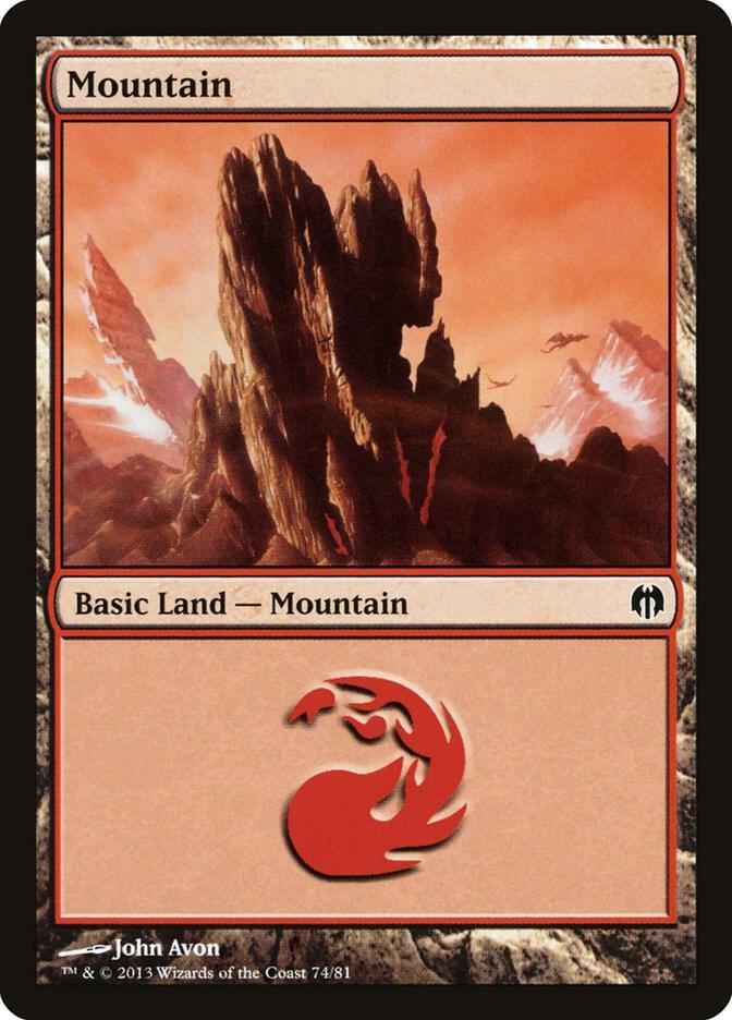 Mountain 74 card from Duel Decks: Heroes vs. Monsters