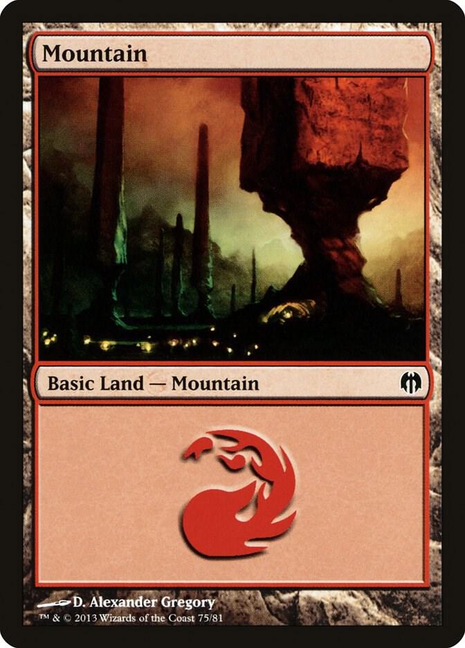 Mountain 75 card from Duel Decks: Heroes vs. Monsters