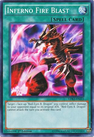 Inferno Fire Blast LDK2-ENJ23 card from Legendary Decks II