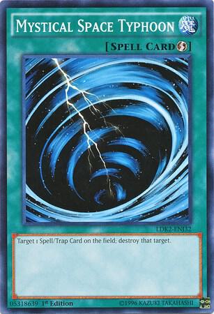 Mystical Space Typhoon LDK2-ENJ32 card from Legendary Decks II