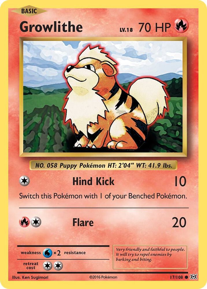 Growlithe 17/108 card from XY - Evolutions