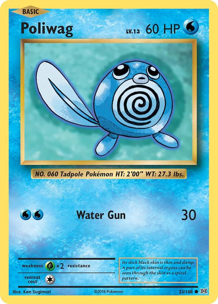 Poliwag 23/108 card from XY - Evolutions