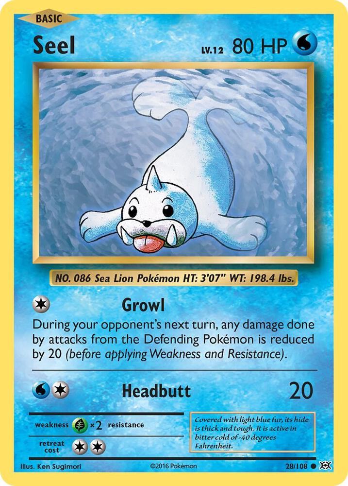 Seel 28/108 card from XY - Evolutions