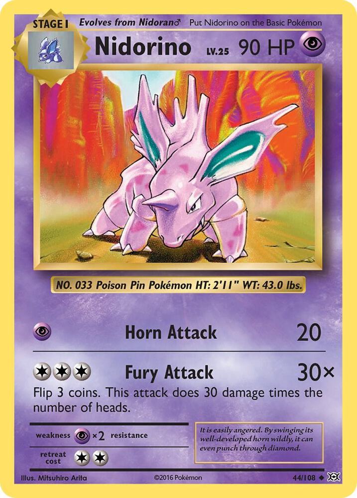 Nidorino 44/108 card from XY - Evolutions