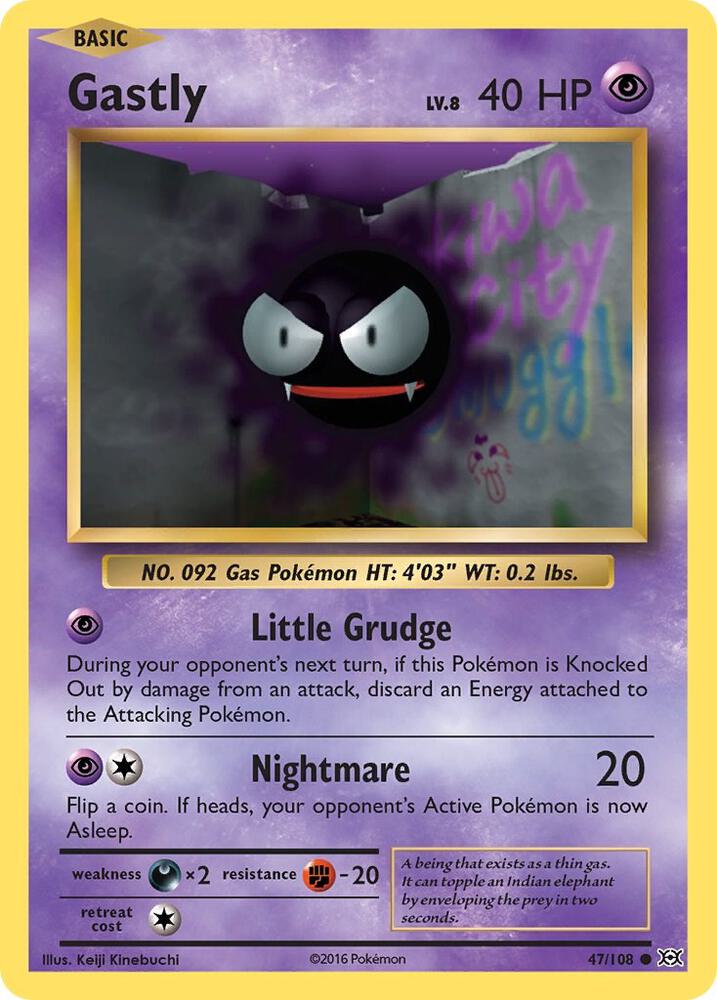 Gastly 47/108 card from XY - Evolutions