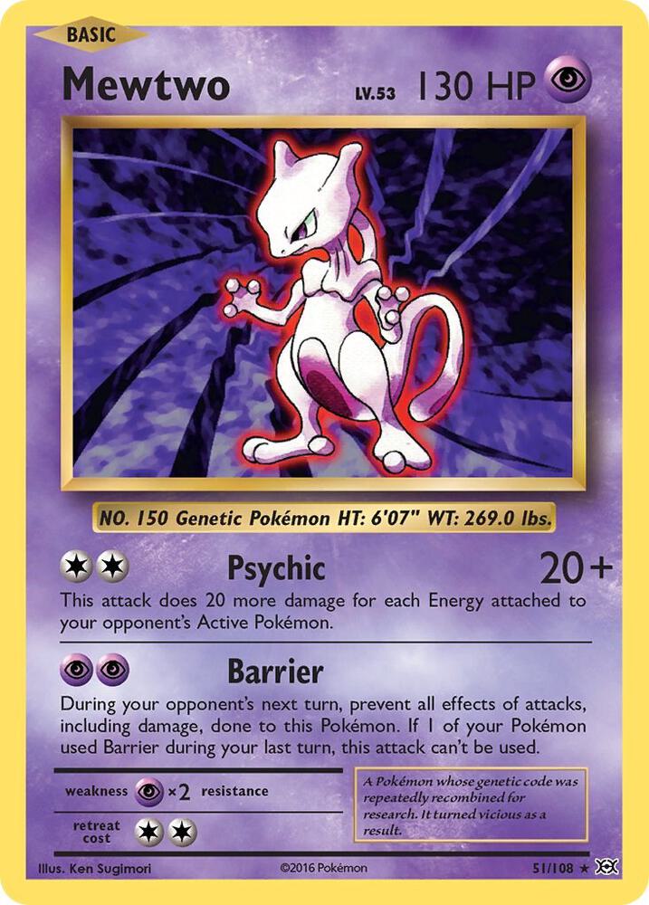Mewtwo 51/108 card from XY - Evolutions