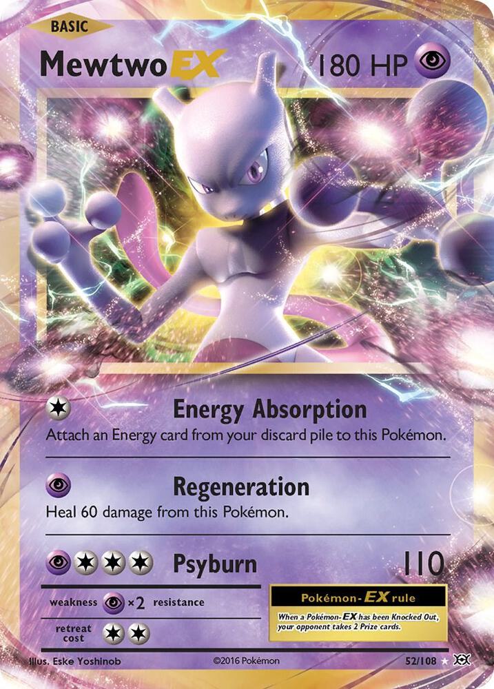 Mewtwo EX 52/108 card from XY - Evolutions