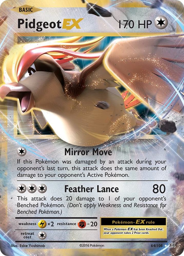 Pidgeot EX 64/108 card from XY - Evolutions