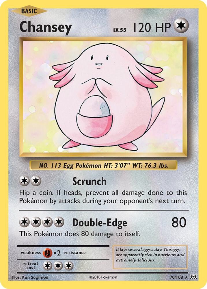 Chansey 70/108 card from XY - Evolutions