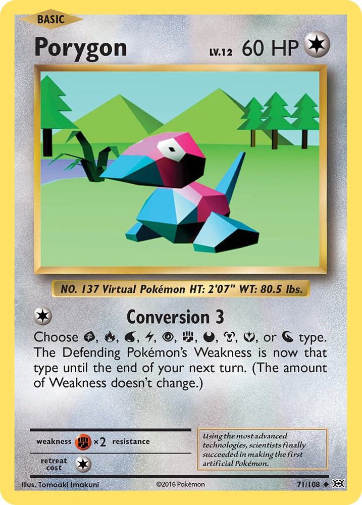 Porygon 71/108 card from XY - Evolutions
